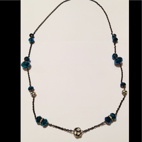 Beautiful Blue, black and Diamond Necklace - Picture 1 of 2